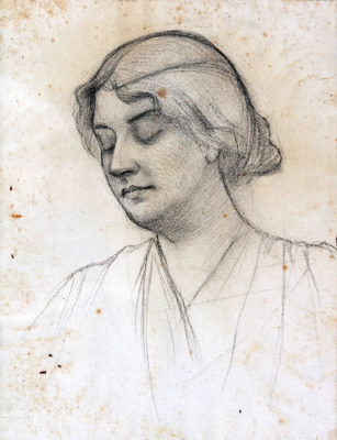 Fernand Maillaud (1862-1948) - Portrait de Jenny de Vasson vers 1895, fusain © Wolkowitsch 