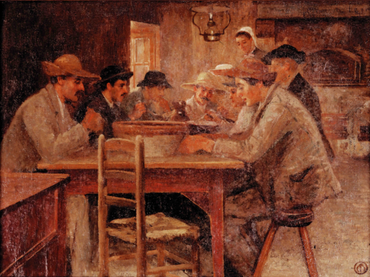 Fernand Maillaud (1862-1948) - Déjeuner paysan à la Grange l'Abbé, Varennes, Fougerolles, Indre, 1906, huile sur toile © G. Wolkowitsch