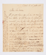 Lettre de Louis Dupré à M. Masson, 1811. © Bibliothèque municipale de Versailles. Panthéon Versaillais Dupré