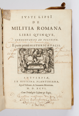 Juste Lipse, De Militia Romana Libri quinque [...], de 1595-96. © Thierry Ollivier - Bibliothèque municipale de Versailles, F A in-4 I 191 c